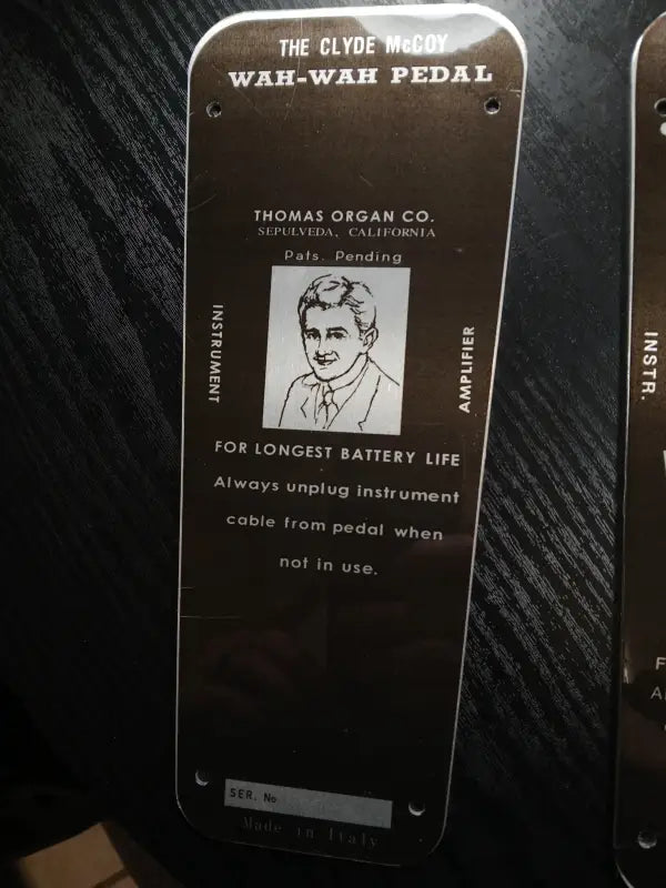 VOX Clyde McCoy 60's Brushed Aluminum WAH-WAH Pedal Bottom Plate or Script Version or Picture Version