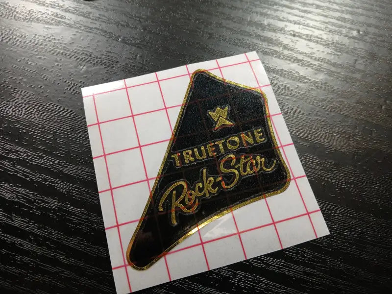 Truetone Rockstar Guitar Headstock Logo Decal Badge Foil Vinyl