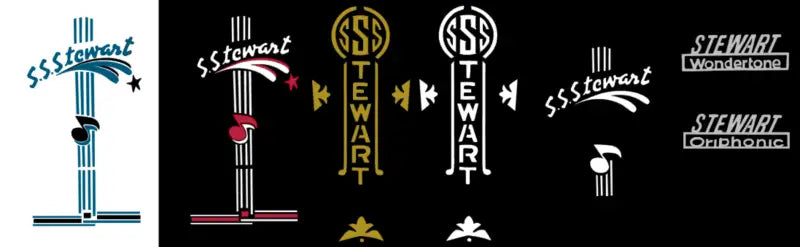 S.S. Stewart By Harmony Guitar Headstock Decal Logo Wondertone, Orophonic, 9010, Arch Top