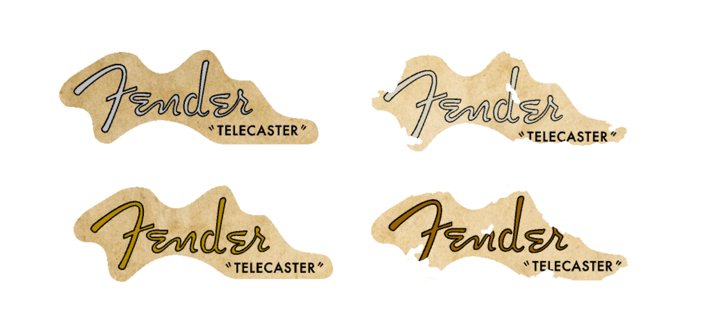 Fender Telecaster 50’s 60’S Relic Aged Guitar Headstock Decal Logo Waterslide