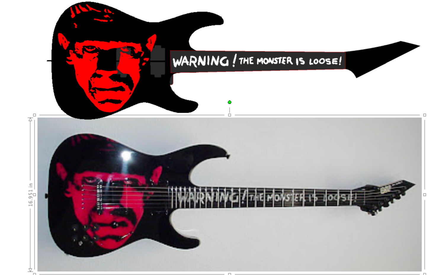 Kirk Hammett Frankenstein The Monster Is Loose Guitar Body and Fret Board Graphic Vinyl