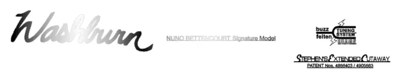 Washburn Nuno Bettencourt Guitar Headstock Decal Gold or Silver Foil Peel and Stick