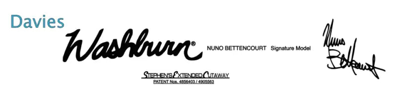 Washburn Nuno Bettencourt Signature Davies and Modern N1, N2, N3, N4 Guitar Headstock and Body Decal Logo Waterslide