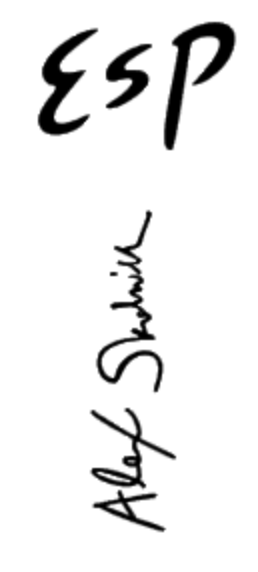 ESP Alex Skolnick Guitar Headstock Decal White Waterslide or White Peel And Stick Vinyl