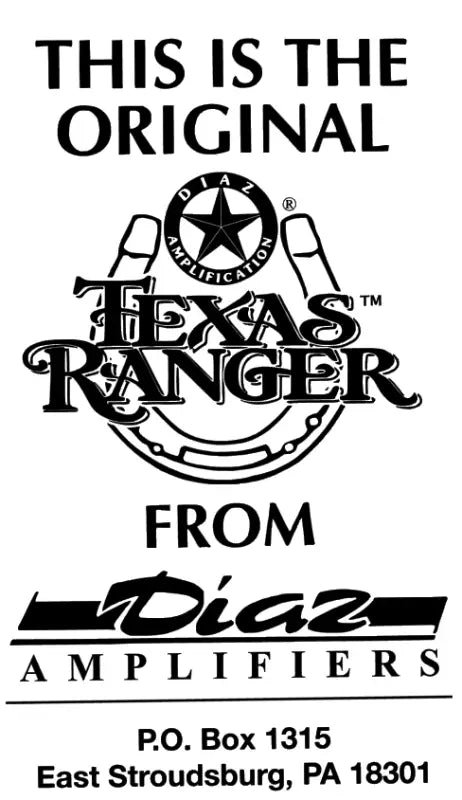 Diaz Texas Ranger Guitar Effects Pedal Restoration Decal Set and box label
