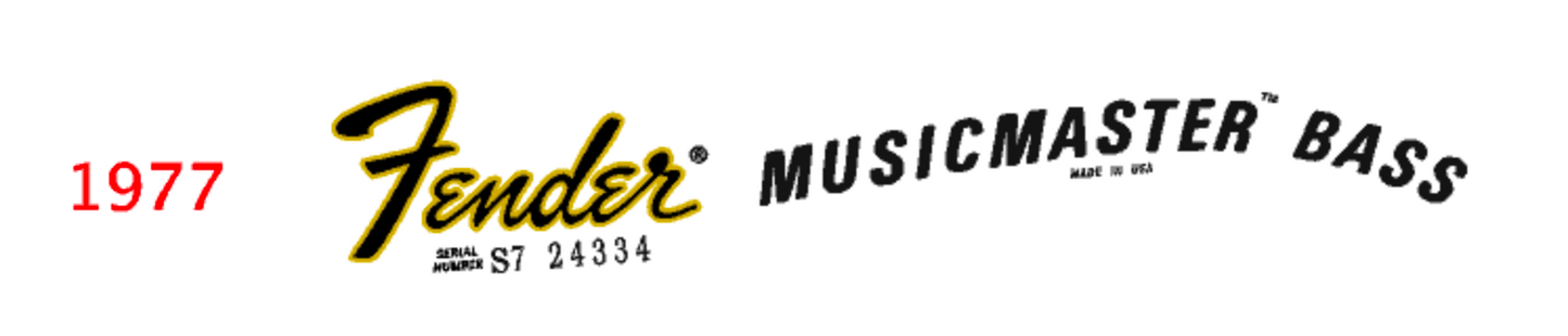 1970 - 1978 Fender Musicmaster Bass Headstock Decal Logo waterslide