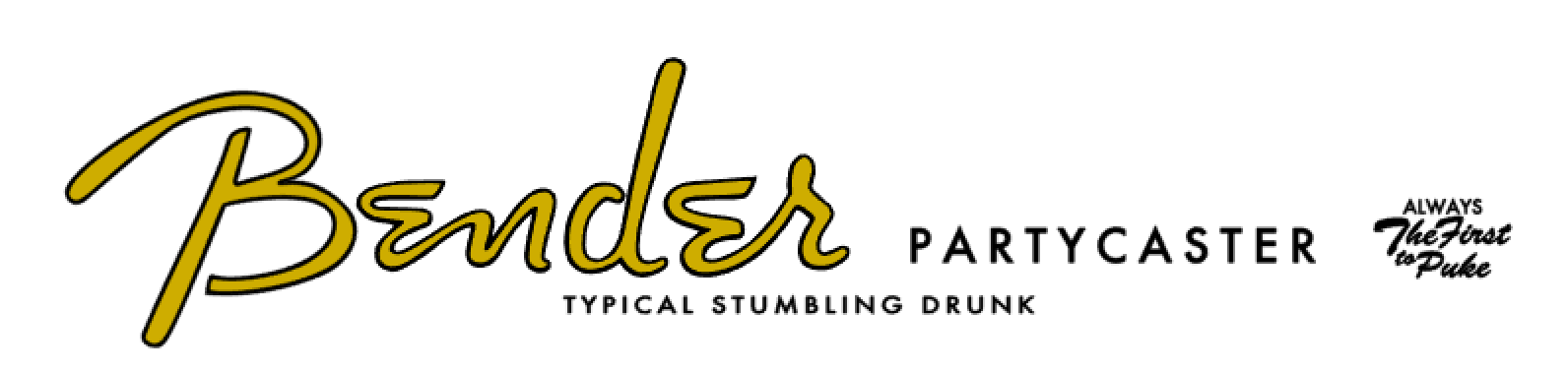 Bender Partycaster Fender Parody Guitar Headstock Decal Logo