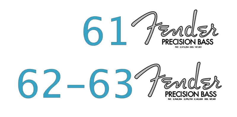Fender Precision Bass Headstock Decal Logo Waterslide Years 1961-1963