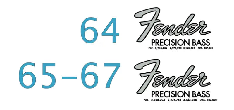 Fender Precision Bass Headstock Decal Logo Waterslide Years 1964-1967