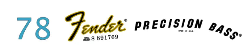 Fender Precision Bass Headstock Decal Logo Waterslide Years 1976-1980