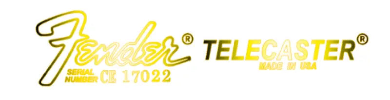 Fender Telecaster Black & Gold Guitar Headstock Decal Logo Gold Foil Peel & Stick