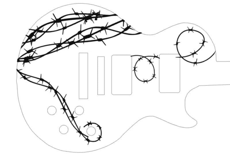 James Hetfield Metallica Barbed Wire Guitar Body Graphic LP Decal Set Black Vinyl
