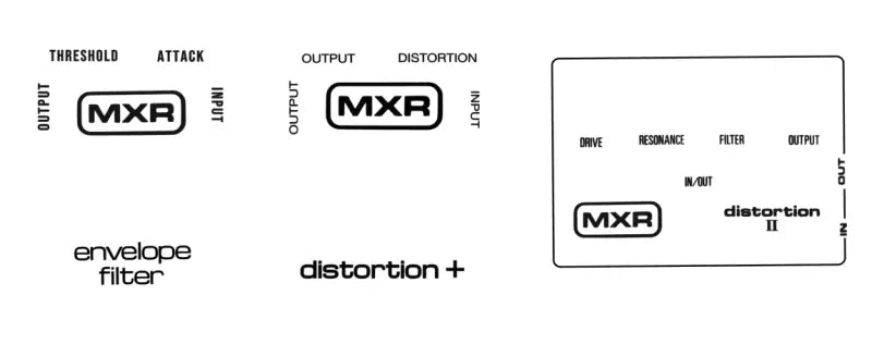 MXR Guitar Distortion + Plus Distortion II or Envelope Filter Pedal Repro Restoration Decal Logo Complete Set Waterslide
