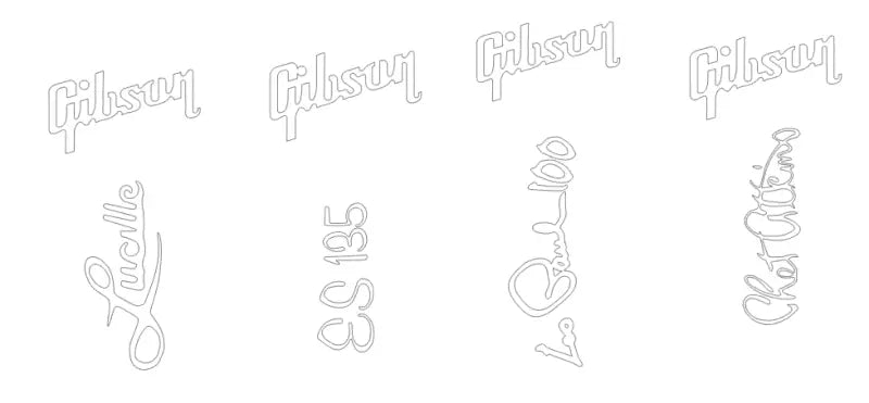 Gibson Lucille, Les Paul 100, Chet Atkins, ES 135 Guitar Headstock Decal Logo Vinyl or Foil - Guitar-Restore
