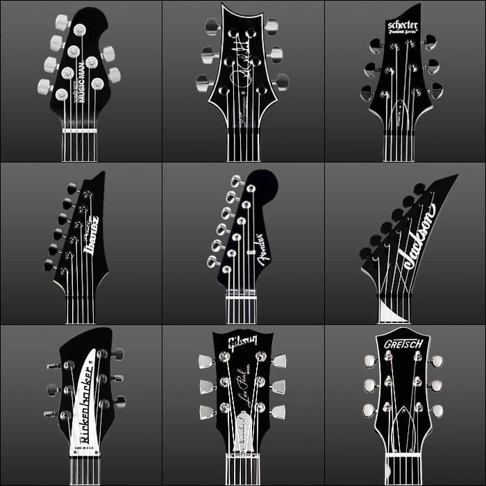 Guitar headstock and Guitar Effects pedal decals and logos