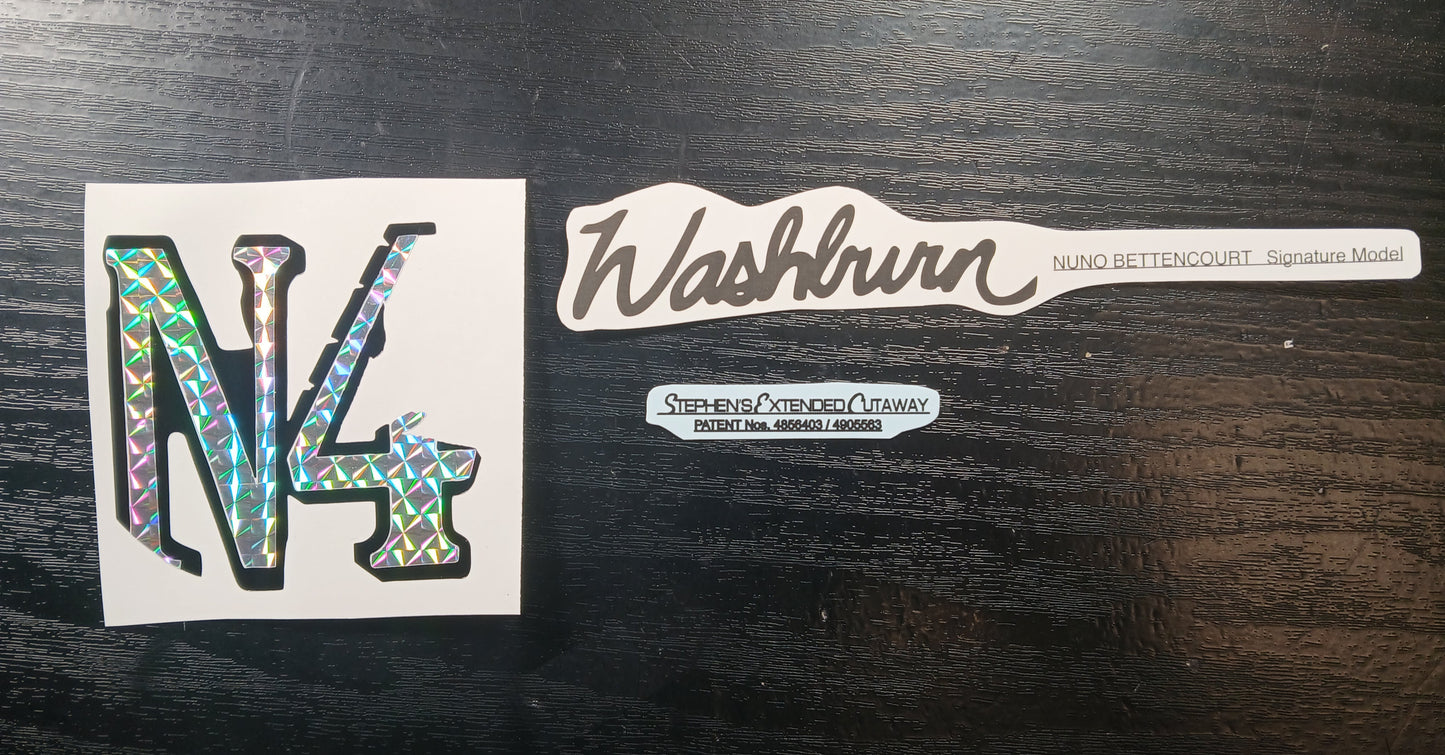 Washburn Relic Aged Nuno Bettencourt Signature N4 Guitar Headstock and Body Decal Set