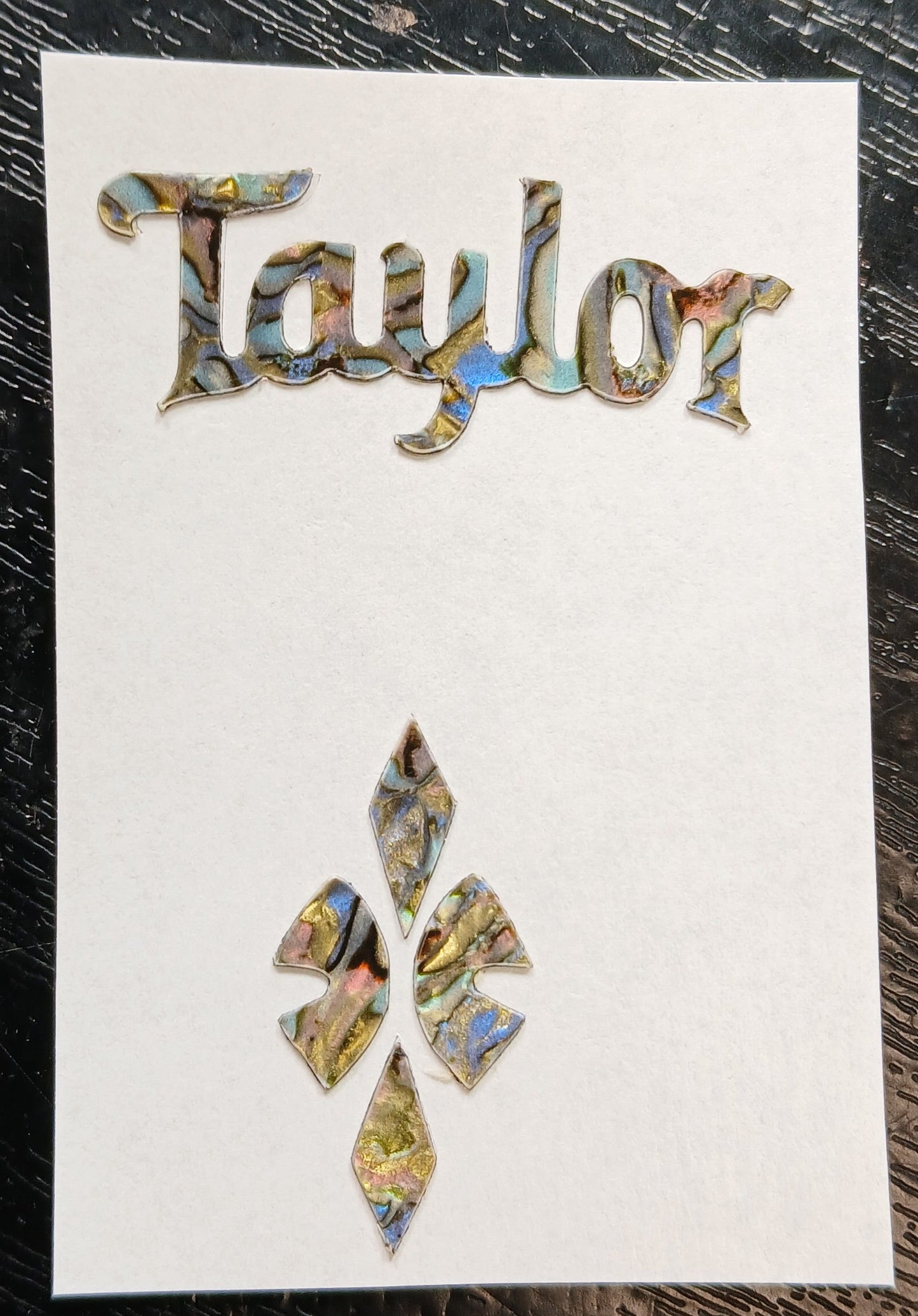 Taylor Guitar Headstock Decal Logo Abalone Vinyl Peel & Stick