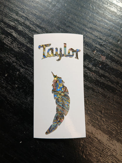 Taylor Guitar Headstock Decal Logo Abalone Vinyl Peel & Stick