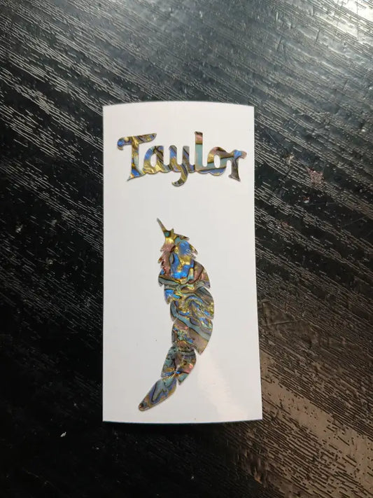 Taylor Guitar Headstock Decal Logo Abalone Vinyl Peel & Stick
