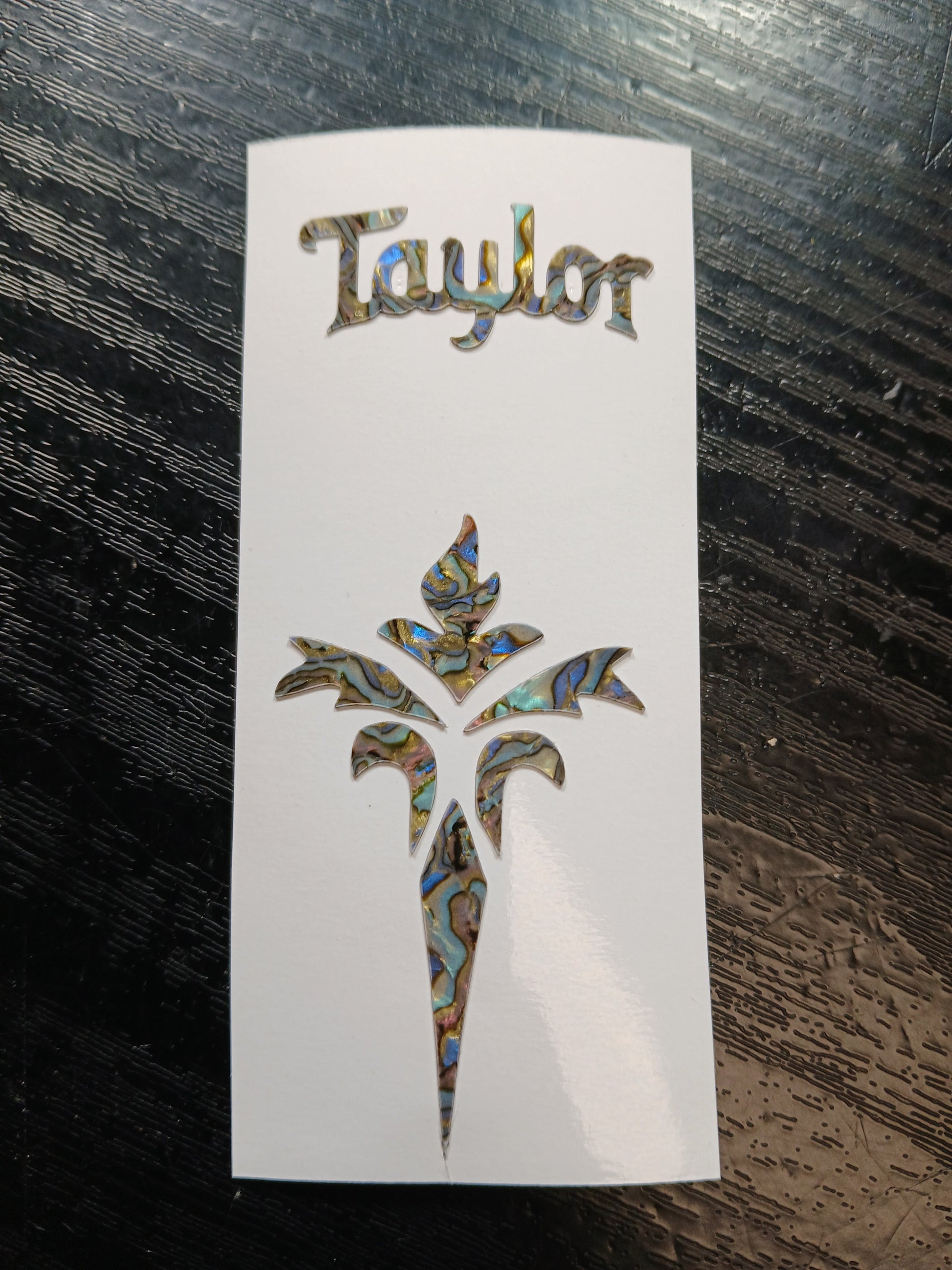 Taylor Guitar Headstock Decal Logo Abalone Vinyl Peel & Stick