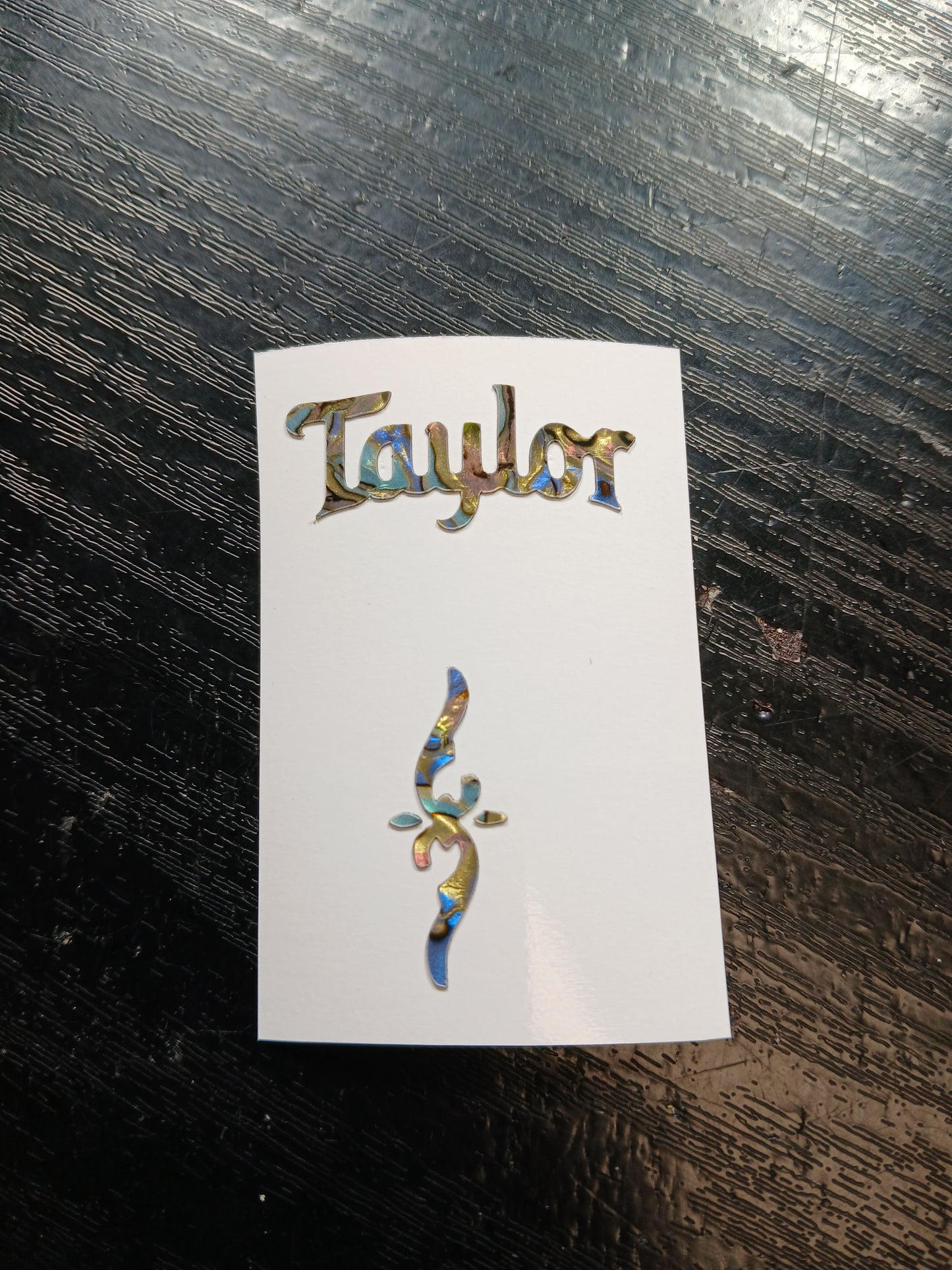 Taylor Guitar Headstock Decal Logo Abalone Vinyl Peel & Stick