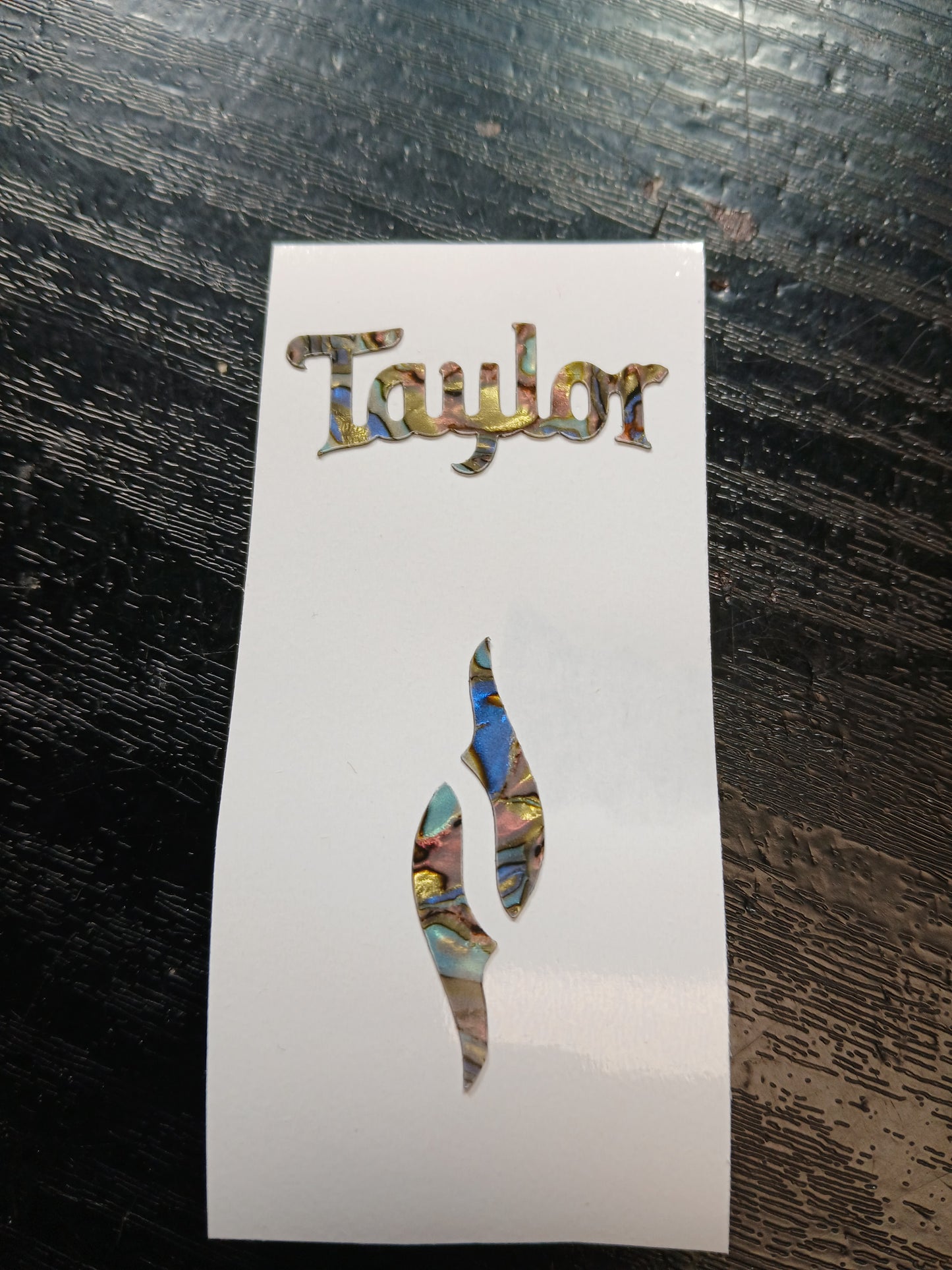 Taylor Guitar Headstock Decal Logo Abalone Vinyl Peel & Stick