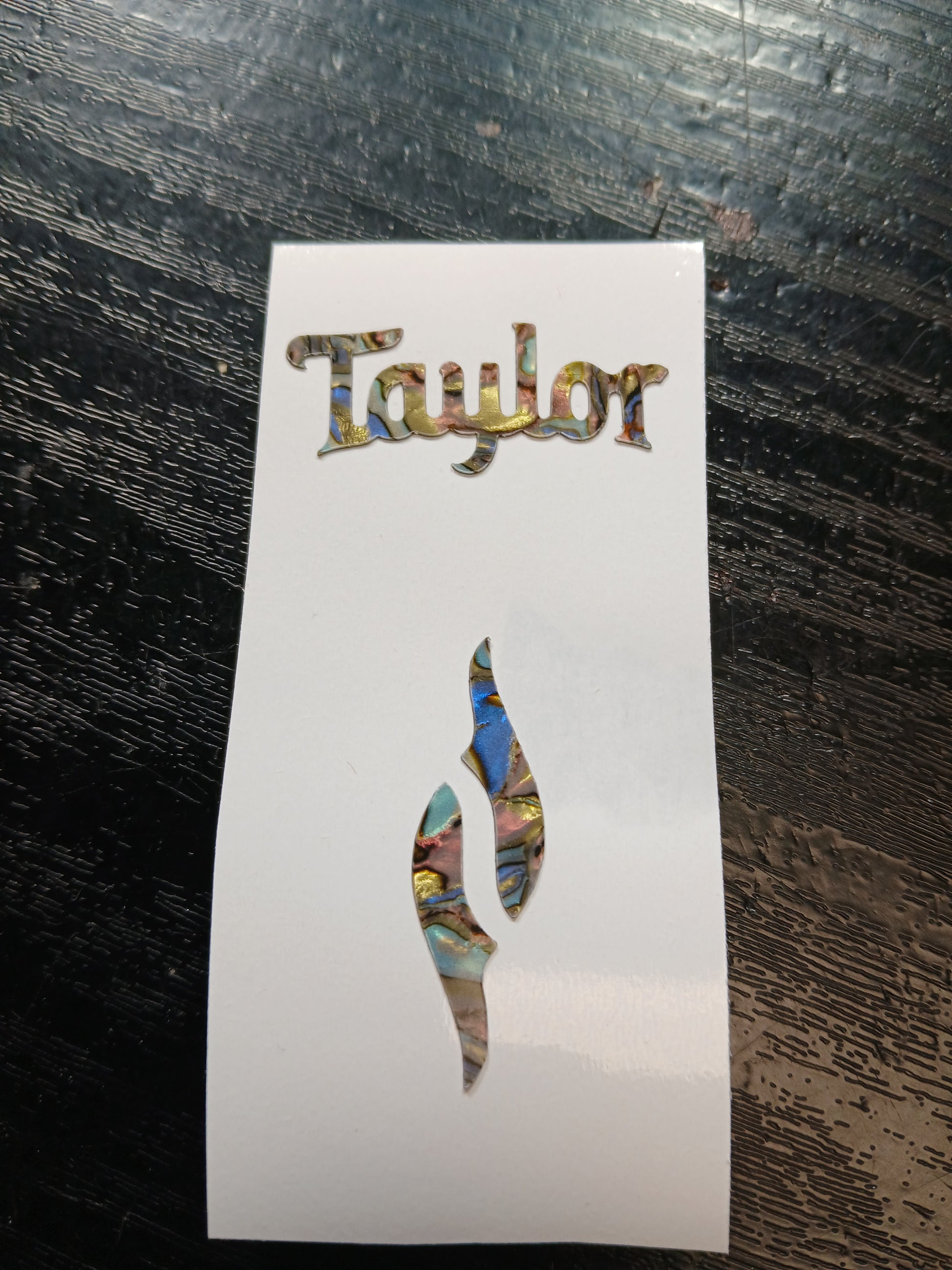 Taylor Guitar Headstock Decal Logo Abalone Vinyl Peel & Stick