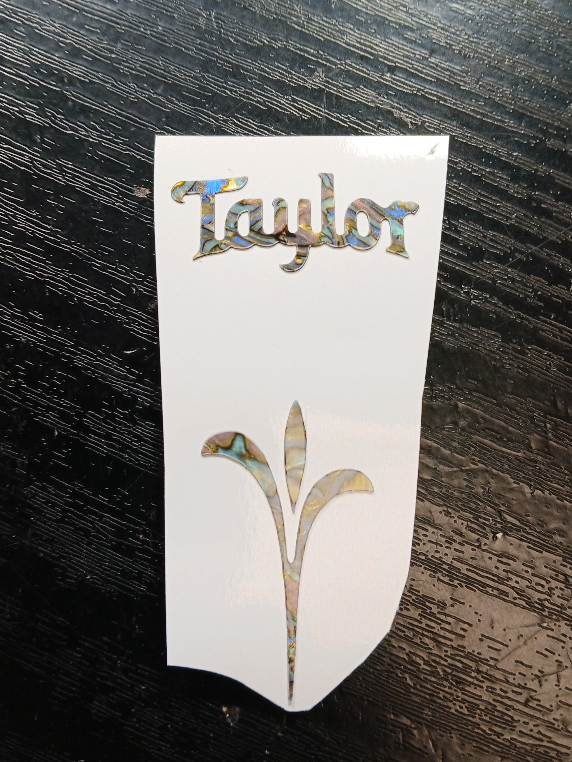 Taylor Guitar Headstock Decal Logo Abalone Vinyl Peel & Stick