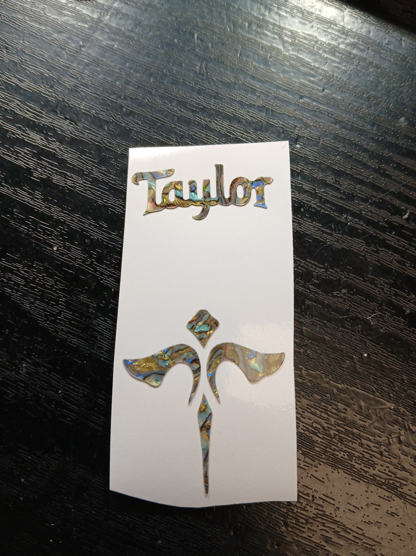 Taylor Guitar Headstock Decal Logo Abalone Vinyl Peel & Stick