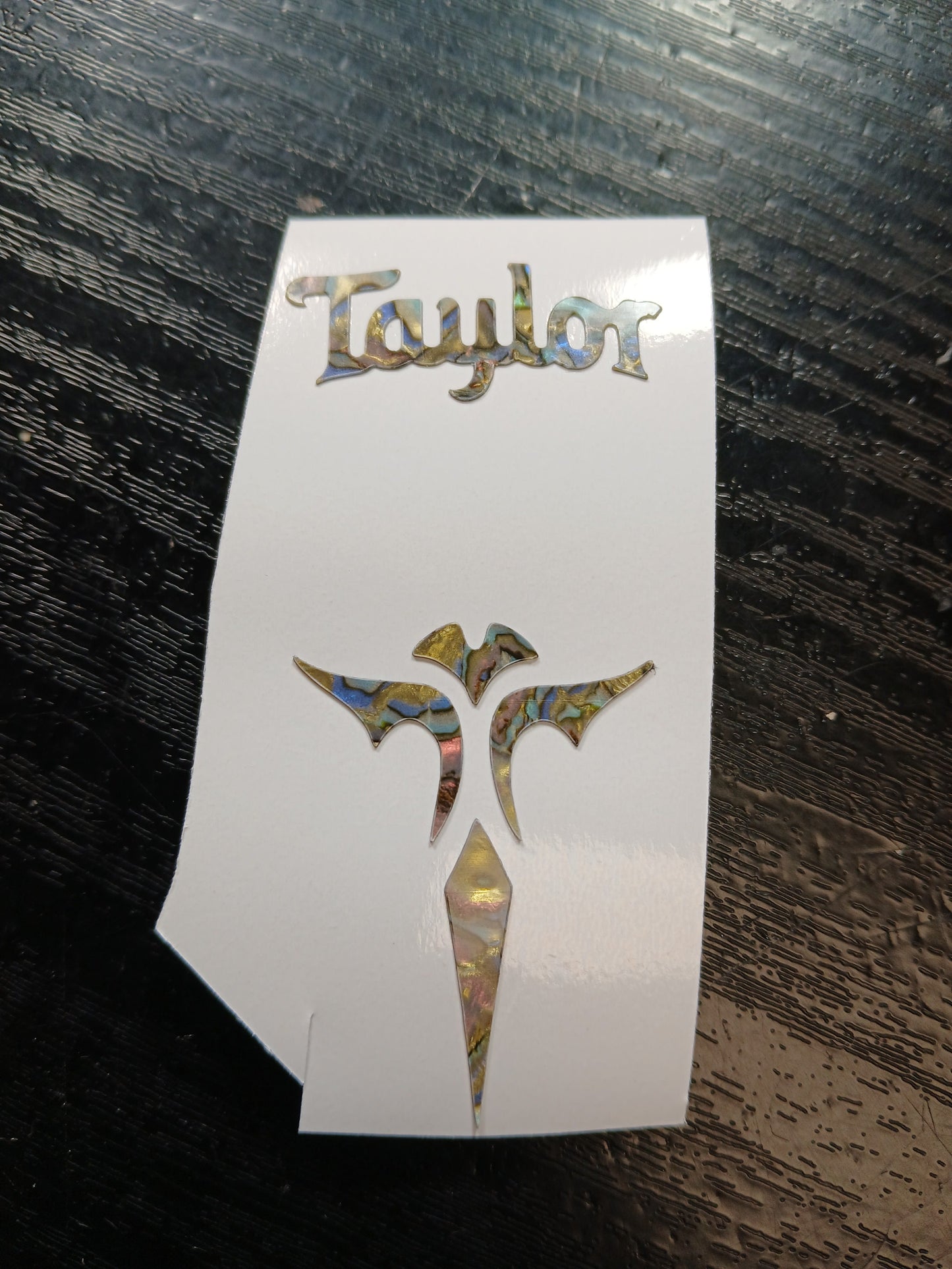 Taylor Guitar Headstock Decal Logo Abalone Vinyl Peel & Stick