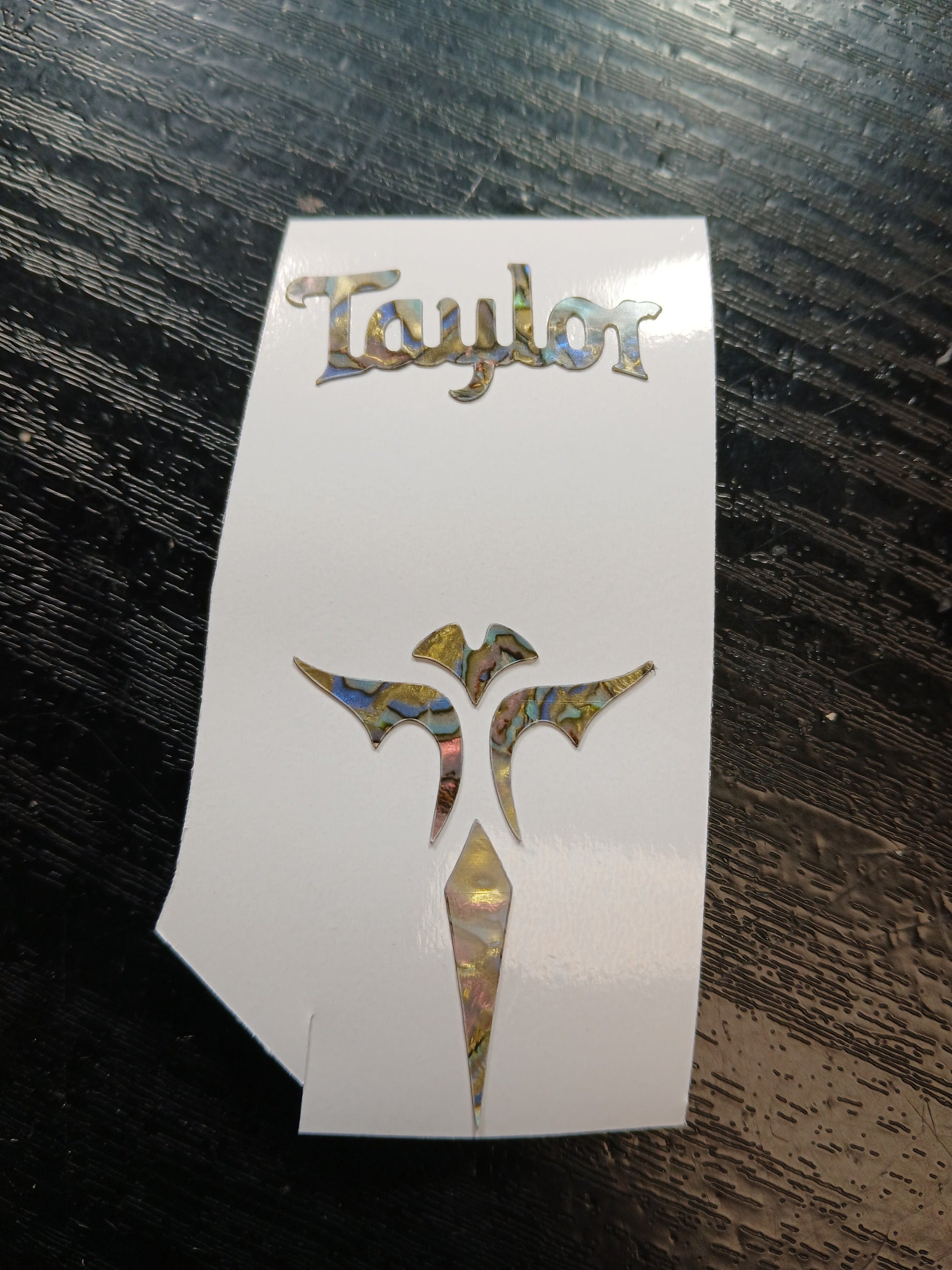 Taylor Guitar Headstock Decal Logo Abalone Vinyl Peel & Stick