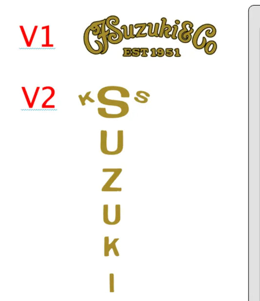 Suzuki Martin Lawsuit Acoustic Guitar Headstock Decal Logo Waterslide, Vinyl or Foil Peel and Stick