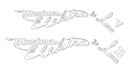 Musima Elektra De Luxe V or B Guitar Bass Headstock Decal Logo Waterslide, Vinyl or Foil