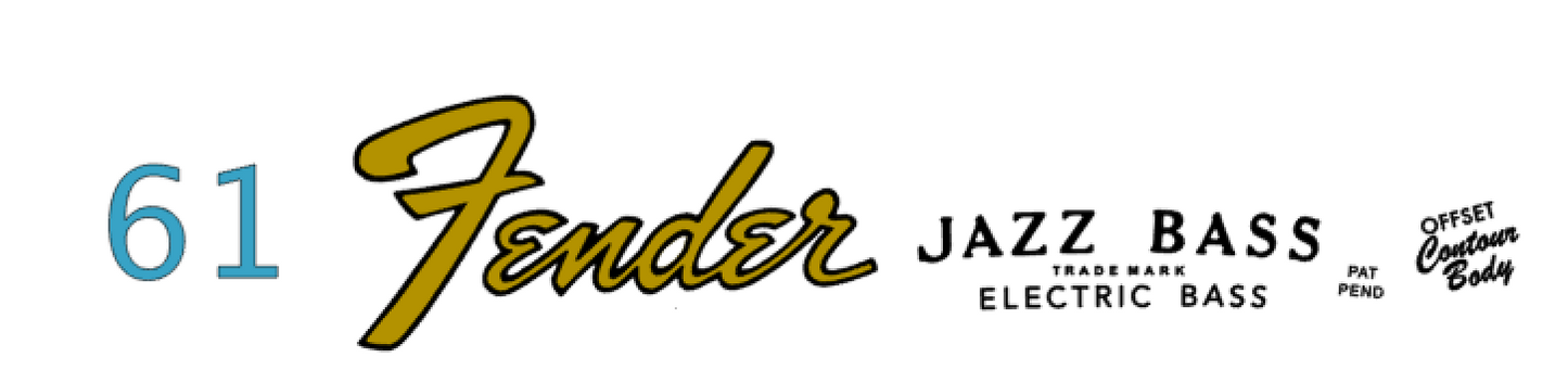 Fender Jazz Bass Headstock Decal Logo Waterslide Years 1961-1967