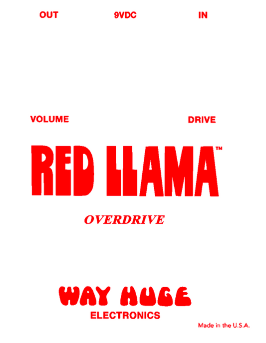 Red Llama overdrive pedal restoration decal set. Vinyl peel and stick or Waterslide