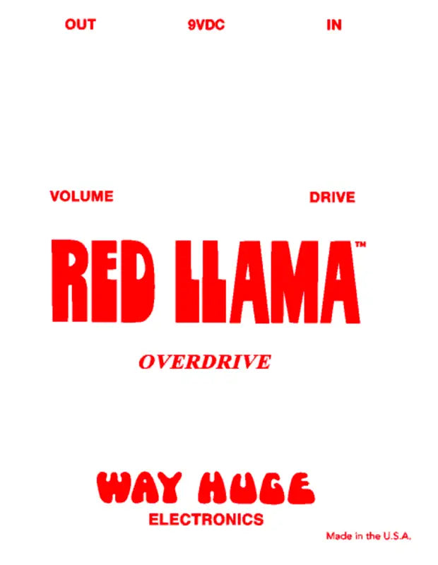 Red Llama overdrive pedal restoration decal set. Vinyl peel and stick or Waterslide