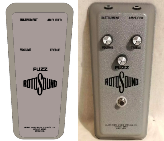 Rotosound Fuzz Guitar Effects Pedal Decal Set Restoration Vinyl or Waterslide