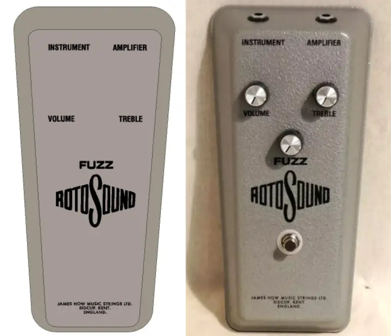 Rotosound Fuzz Guitar Effects Pedal Decal Set Restoration Vinyl or Waterslide