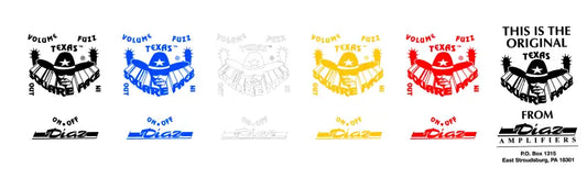 Diaz Square Face Fuzz Guitar Effects Pedal Restoration Decal Set and box label. Vinyl peel and stick. Multiple colors. 