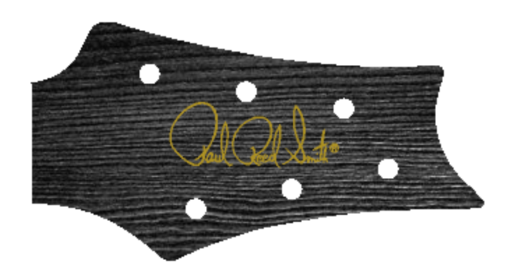 PRS Silver Sky USA Guitar Complete Headstock Overlay Decal And Logo Ebony Wood Grain Vinyl