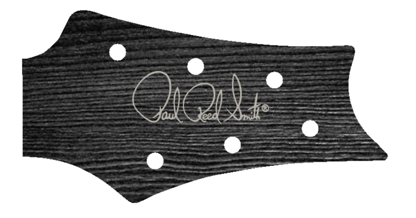 PRS Silver Sky USA Guitar Complete Headstock Overlay Decal And Logo Ebony Wood Grain Vinyl