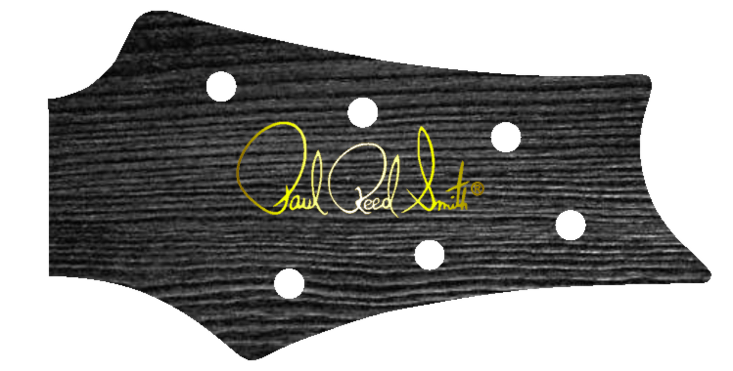 PRS Silver Sky USA Guitar Complete Headstock Overlay Decal And Logo Ebony Wood Grain Vinyl