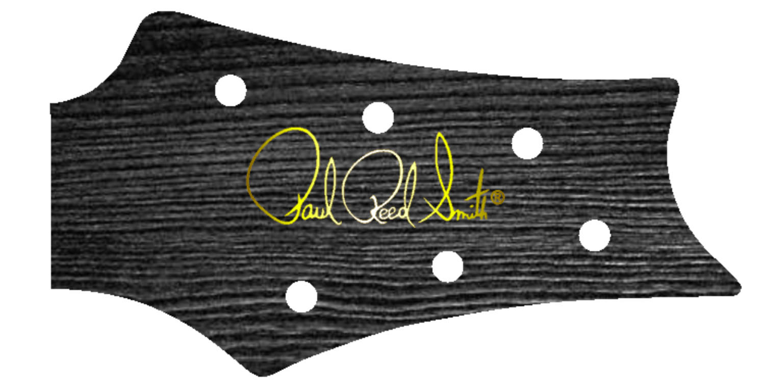 PRS Silver Sky USA Guitar Complete Headstock Overlay Decal And Logo Ebony Wood Grain Vinyl