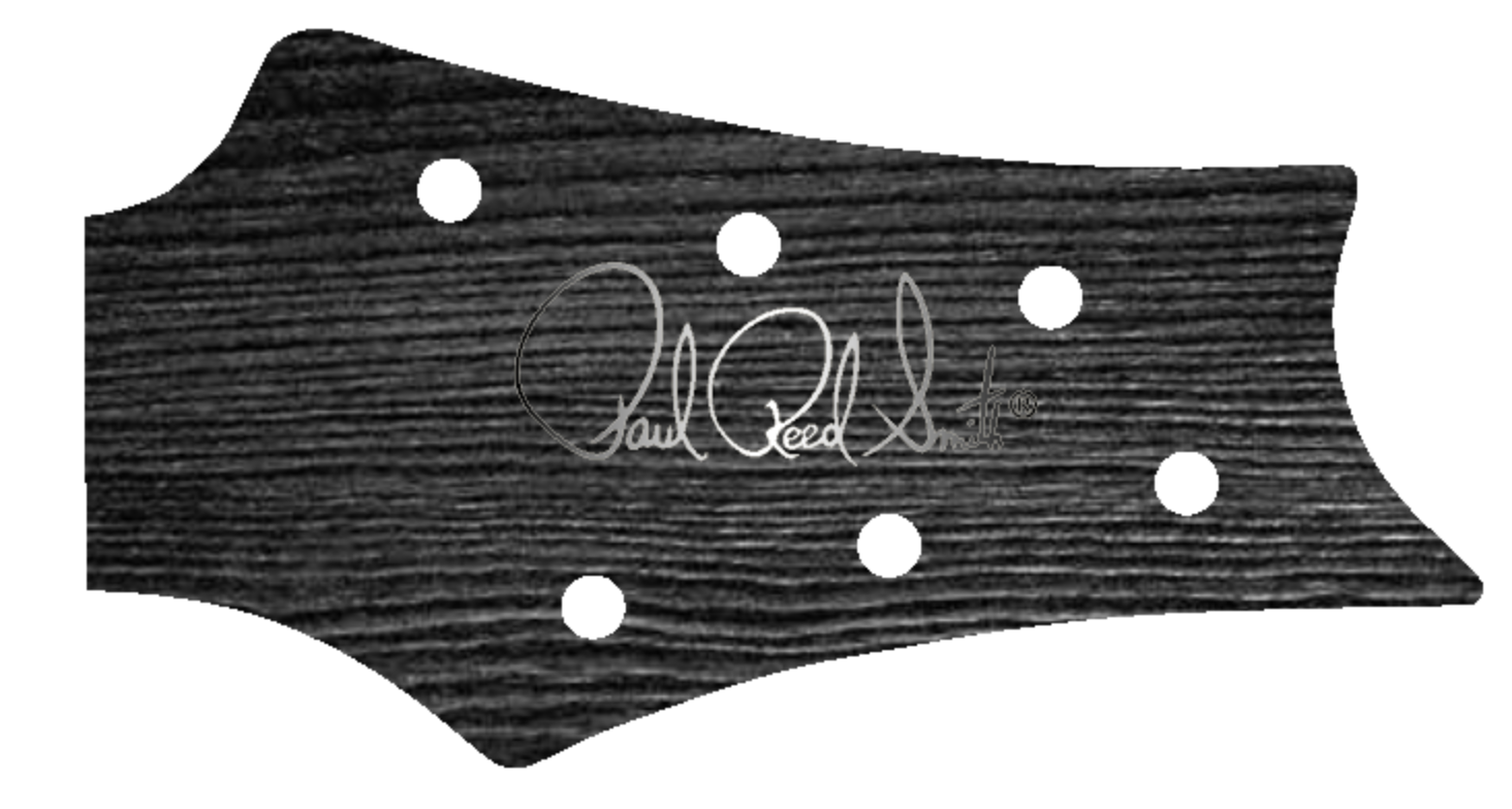PRS Silver Sky USA Guitar Complete Headstock Overlay Decal And Logo Ebony Wood Grain Vinyl