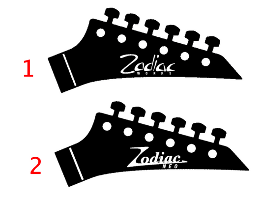 Zodiac Works And Zodiac NEO Guitar Headstock Decals Japan Waterslide