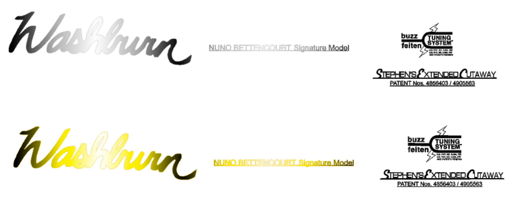 Washburn Nuno Bettencourt Guitar Headstock Decal Gold or Silver Foil Peel and Stick
