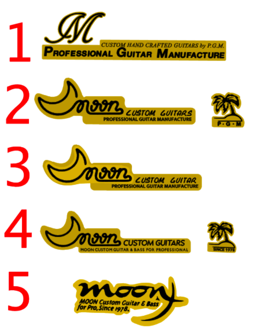 Moon PGM Guitar Headstock Decal Logo Waterslide Tele Strat MIJ Japan Lawsuit