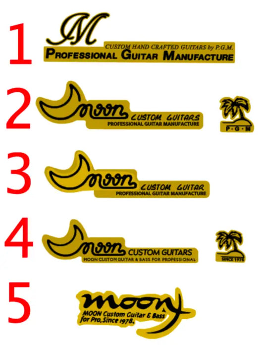 Moon PGM Guitar Headstock Decal Logo Waterslide Tele Strat MIJ Japan Lawsuit