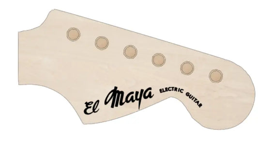 El Maya Electric Guitar MIJ Lawsuit Strat Guitar headstock Waterslide Japan