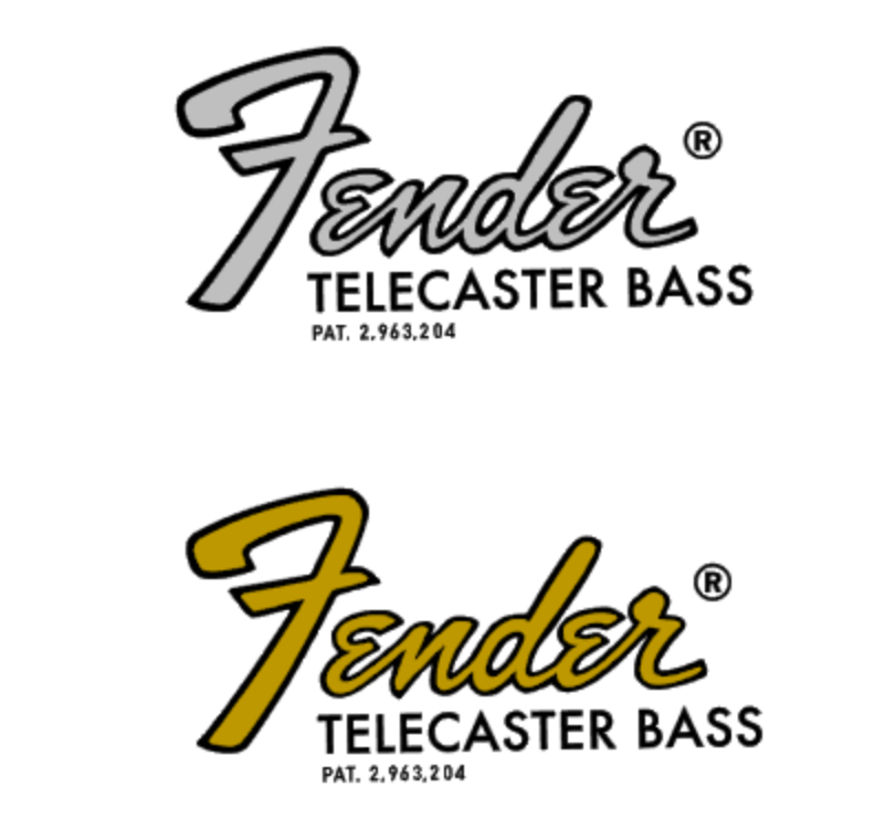 1966-1975 Fender Telecaster Bass Guitar Headstock Decal Logo Waterslide